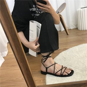 Sandalias de Mujer Tallas Grandes 35-43, Oferta, Nuevas, Sandalias Planas con Punta Abierta, Sandalias con Cordones - Product Image 3