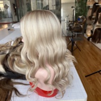 Peluca Médica de Cabello Humano Europeo Rubio Cenizo, con Parte Superior de Seda sin Pegamento y Borde de PU, de Aspecto Natural