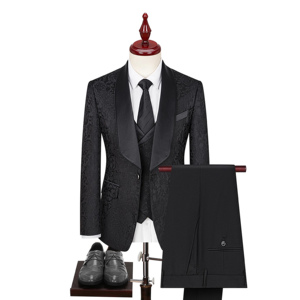 Costume 3 pièces élégant pour <span class=keywords><strong>homme</strong></span>, tissu jacquard TR luxueux, costume de banquet pour <span class=keywords><strong>homme</strong></span> - Product Image 4