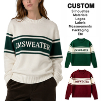 Pull en coton rayé style preppy personnalisé OEM ODM, pull en tricot jacquard à col rond pour femmes, pull en tricot pour le golf et le rugby