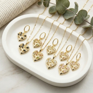 Hengdian Big Fashion 18K Gold Plated Cheap <strong>Jewellery</strong> Heart Tree Shape Enamel ZIRCON Jewelry <strong>Set</strong> <strong>for</strong> <strong>Women</strong> - Product Image 1