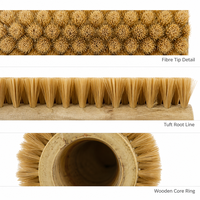 Brosse cylindrique en sisal sur mesure avec noyau en bois et soies de 6 mm pour machine de nettoyage de légumes, brosse OEM