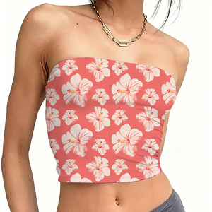Custom Design <strong>Women</strong> Youth Tube Tops Rayon Stretch <strong>Hawaiian</strong> Floral Lady Adult Tight Crop Top <strong>Shirts</strong> - Product Image 1