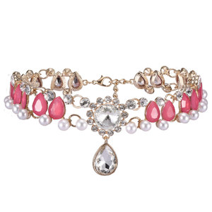 <span class=keywords><strong>Girocollo</strong></span> di collane da tennis con <span class=keywords><strong>perline</strong></span> di cristallo di strass rosa bianco colorato all'ingrosso per il fornitore di feste - Product Image 4