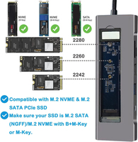 Hub USB C 8 en 1 Type-C USB-C 4K HDMI USB 3.2 Gen2, PD 100W Station d'accueil avec boîtier SSD M.2 NVMe SATA Lecteur de carte SD TF
