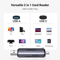 UGREEN Mini lecteur de carte USB C USB 3.0 vers lecteur de carte mémoire Adaptateur pour appareil photo externe Multi lecteur de carte à puce