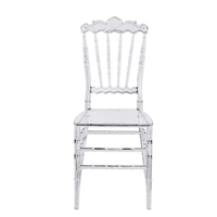 Chaise de salle à manger d'hôtel extérieure empilable en acrylique au design moderne, imperméable, pour usage commercial