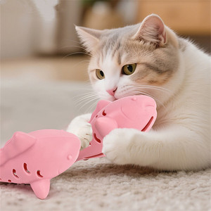 Jouet pour animaux de compagnie en forme de poisson, distributeur de friandises pour <span class=keywords><strong>chat</strong></span>, jouet interactif en silicone, puzzle alimentaire pour chats, jouet à friandises - Product Image 3