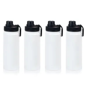 18oz Vacuum Insulated Stainless Steel 32OZ White Sublimation Sports Bottle Wide Mouth Water Bottle With Straw And Lid