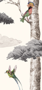 Carta da Parati per Bambini con Foresta e Uccelli Vintage, Murale Botanico e Faunistico per Suite di Hotel di Lusso, Camere da Letto per Bambini e Studi - Product Image 2