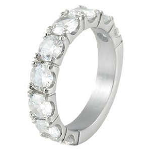 yunnique Stainless Steel <b>Ring</b> Gold Color Diamond Encrusted Prong Setting Women's Engagement Jewelry - Product Image 5
