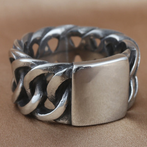 yunnique Men's Stainless Steel Hollow Chain <b>Ring</b> Geometric Design Silver Color Gift Jewelry 213051 - Product Image 3