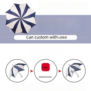 Paraguas Automático Creativo con Diseño <span class=keywords><strong>de</strong></span> Flor <span class=keywords><strong>de</strong></span> Magnolia, Borde Azul y Blanco, Mango Recto, Resistente al Viento, para Sol y Lluvia, Venta al Por Mayor - Product Image 4