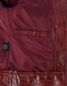 Custom 100% Genuine Dark <b>Red</b> <b>Croc</b> Printed Nappa Leather Women’s Waistcoat Fashion Color Private Label OEM Modern Classic Style - Product Image 5