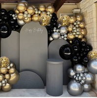 Kit d'arche de guirlande de ballons noir et or métallisé, décorations de fête du Nouvel An, fournitures pour mariage, baby shower, remises de diplômes