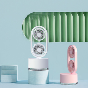 Handzame, lichtgewicht, stille luchtbevochtiger met ventilator en 2000mAh batterij, dubbele verneveling. - Product Image 1