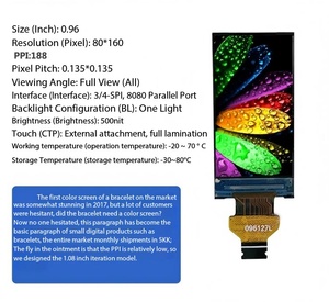 0.96" IPS TFT, ความละเอียด 80X160, อินเทอร์เฟซ 4SPI, ALL VIEW, ไดรเวอร์ไอซี ST7735S ความสว่าง 500, สมาร์ทแบนด์ - Product Image 1