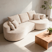 Canapé modulaire en tissu rond à trois places avec rembourrage en éponge - Sièges sectionnels contemporains pour appartement et salon