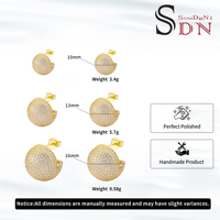 Boucles d'oreilles clous sphériques de luxe en laiton plaqué or avec zircone pavée, entièrement recouvertes, étincelantes, pour femmes, directement de l'usine