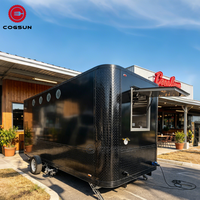 Camion de restauration rapide mobile Cogsun en fibre de verre noir personnalisé, pour café, limonade et autres boissons