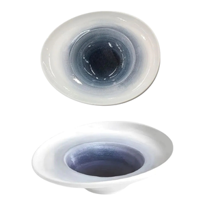 PLATO DE PORCELANA BLUE WAVE PARA PROBAR VINISGUTOS 24X21X7.5CM BLANCO/AZUL - Product Image 1