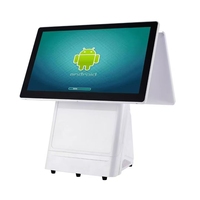 Sistema POS de Doble Pantalla para Restaurante de 15.6 Pulgadas, Táctil de 10 Puntos, 32GB/256GB de Almacenamiento, SO Android/Windows, Impresora Térmica Integrada de 80mm