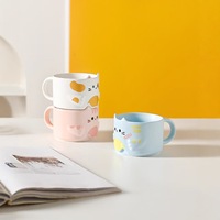Tasse à eau en céramique empilable créative, motif chat de dessin animé mignon, idéale pour la maison, le café et le lait – Meilleure vente