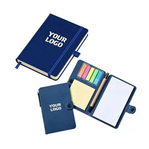 Customized Logo A6 Notebook Wholesale Promo Business Gift 160 Page Pu <b>Leather</b> Hardcover Note Book With Pen Holder - Product Image 1