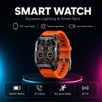 Montre connectée pour homme 1.83 TFT 420mAh BT 5.0 avec fonction d'appel, effet lumineux, Smart Island, réponse par pression, mesure de la pression artérielle, 100 modes sportifs, course à pied