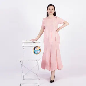 Tianbao Tianbao – robe élégante et ample pour femme, nouvelle collection été 2022, couleur unie, col rond, manches courtes, tempérament, vente en gros
