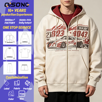 Sweat-shirt personnalisé avec impression de voiture de course beige, fermeture éclair, style vintage streetwear pour homme, fabriqué sur mesure