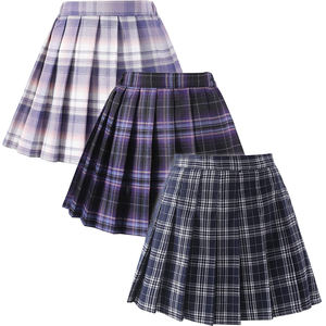 Jupes plissées mini pour filles en gros, tenues décontractées quotidiennes pour l'école, styles à carreaux/unis de haute qualité - Product Image 2