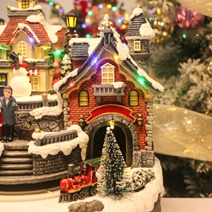<span class=keywords><strong>Villaggio</strong></span> Natalizio con Luce LED e Trenino in Movimento, Artigianato in Resina, Ornamento per Albero di Natale per Decorazioni Festive - Product Image 3