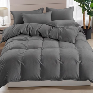 Durable Grey Stripe Bedding Set 100% Cotton Soft <b>Bed</b> Linen <b>Comfortable</b> Duvet Cover Set Modern Look - Product Image 1