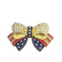 Lailina drapeau forme noeud papillon broche drapeau américain patriotique broches personnalisé cristal broche broche pour USA 4 juillet décoration