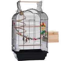Cage d'élevage d'oiseaux carrée en acier inoxydable avec surface peinte, fermeture à poussoir, toit ouvrant et motif à pois en plastique – Vente chaude, en stock