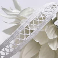 Bande élastique en nylon enduit doux pour la peau, motif ajouré, structure creuse, motif losanges noir et blanc, sangle en tissu avec logo