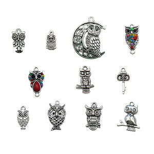 Pendentif hibou en alliage d'argent antique, formes variées, accessoires de bijoux DIY pour la fabrication de bracelets et colliers - Product Image 5