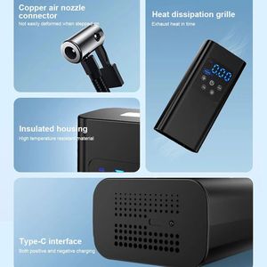 Bomba de aire portátil para automóvil WOSEN para inflado de emergencia de neumáticos 150psi, inflador de neumáticos eléctrico inalámbrico con pantalla digital y luz LED - Product Image 2
