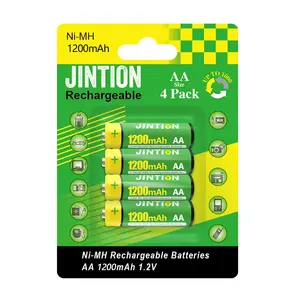 JINTION NIMH AA 1200mah 1.2V 4 peças blister cartão Recarregável NI-MH bateria 1400 1500 1600 1800 2000mah personalizado