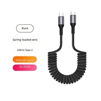 Câble de charge rapide Type-C rétractable à angle droit 100W PD 5A, câble tressé en nylon 1,5m, câble à ressort extensible en cuivre pur