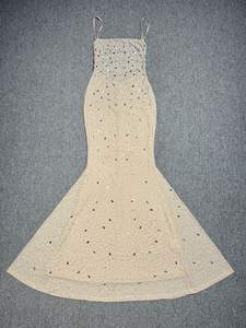 فستان سهرة نسائي أنيق أحمر بقصة حورية البحر مزين بالترتر بدون أكمام بطول الأرض فاخر للحفلات الرسمية والمآدب - Product Image 6