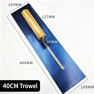 เกรียงฉาบปูนเหล็กอบสีน้ำเงินขนาด 40 ซม. พร้อมด้ามไม้ เกรียงฉาบปูนสำหรับงานฉาบผนังแห้งแบบมืออาชีพ สำหรับคอนกรีตและปูน - Product Image 1