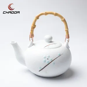 Théière en porcelaine blanche, en céramique chinoise de 850ml théière japonaise, théière pour maison et restaurant