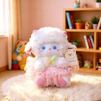 Nouvelle décoration de sac en forme de mouton en polaire avec nœud papillon, en tissu de fibre de polyester, cadeau d'anniversaire, pendentif de sac à dos