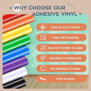 8 colores para cortadores de camafeo de silueta Cricut, troqueles de superficie brillante para carteles artesanales, rollos de vinilo adhesivo permanente - Product Image 2