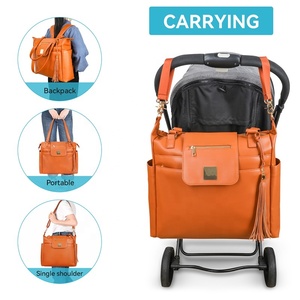 <span class=keywords><strong>Sac</strong></span> fourre-tout en cuir végétalien PU souple personnalisé de haute qualité grande capacité 11 poches trois mode bohème étanche pour maman été - Product Image 3