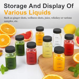 Botella de Vidrio Cuadrada Reutilizable Transparente de 2oz 60ml con Logotipo Personalizado, Botella de Vidrio con Tapa de Rosca para Jugo, Leche, Té, Especias - Product Image 6