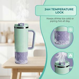 BPA-vrije roestvrijstalen 24oz vacuüm geïsoleerde waterfles met handvat en deksel, 6-12 uur thermische prestaties, kleurrijk design voor op reis - Product Image 6