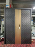 Porte en aluminium moulé simple et élégante, porte double de villa, portail de sécurité anti-effraction de style néo-chinois pour maison individuelle.